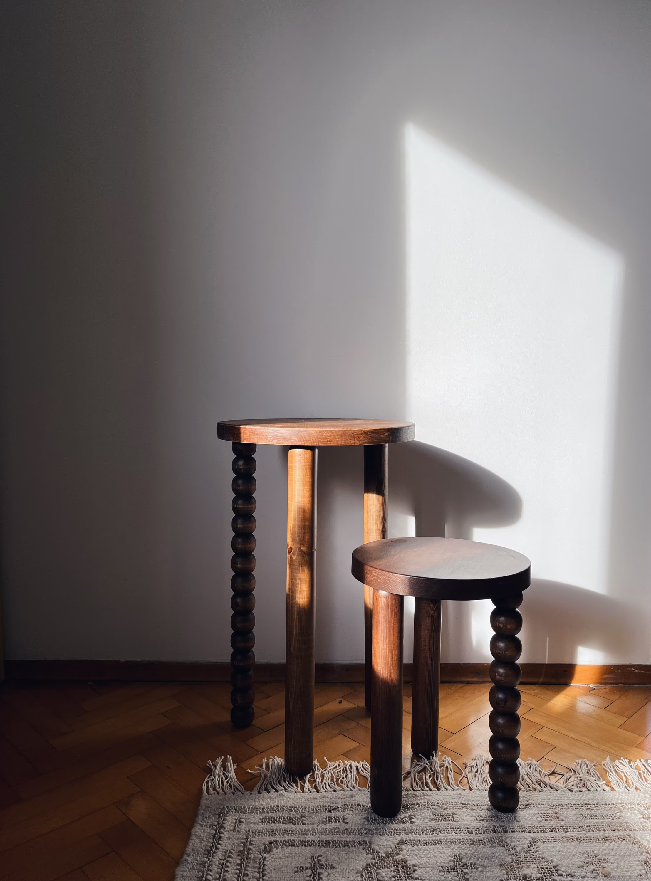 Piloti Side Table, Handmade Coffee Modern Wooden Three-Legged Stool, Plant Stand, Minimal Home Decor