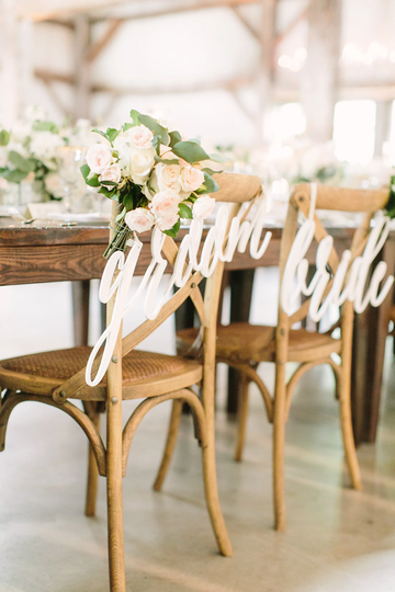 Bride Groom Chair Signs For Wedding, Hanging Sign Wooden Wedding & Large Calligraphy | Item - Bgl100