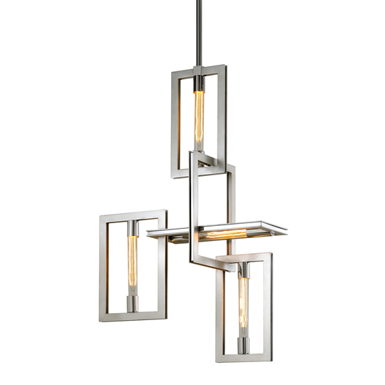Enigma 4-light Silver Leaf with Stainless Accents Pendant