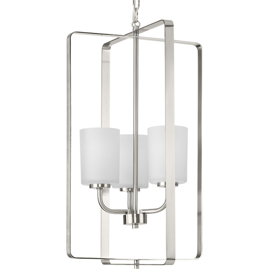 League Collection Three-Light Nickel Farmhouse Foyer Chandelier Light - 16 in x 15 in x 25.62 in