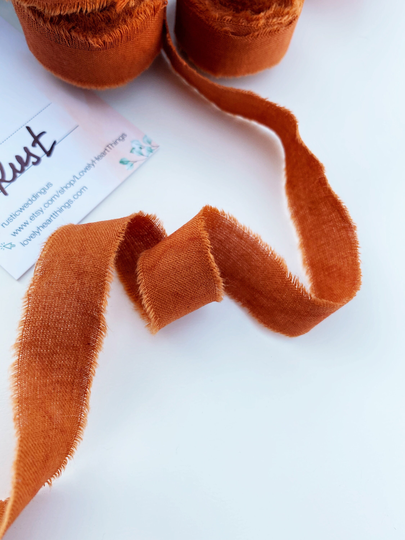 Dispatches From USA /Rust Cotton Ribbons For Invitations Or Wedding Bouquet/Ready To Ship | USA Hand Dyed Premium