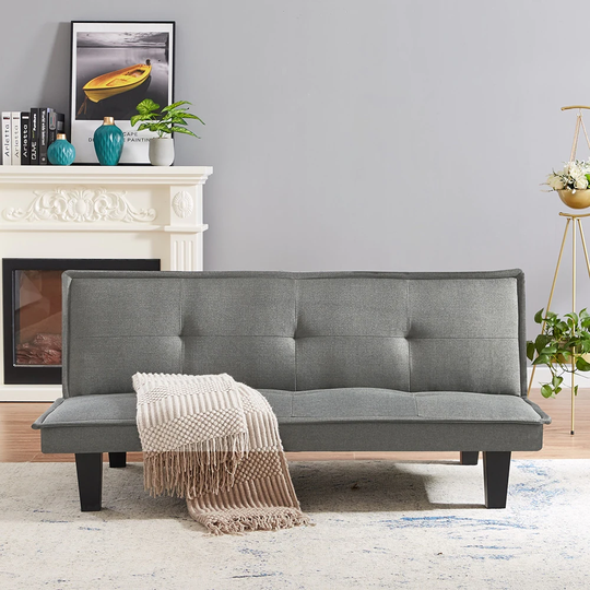 Fabric Convertible Folding Futon Sofa Bed Sleeper Reclining Tufted Back Sofa Bed
