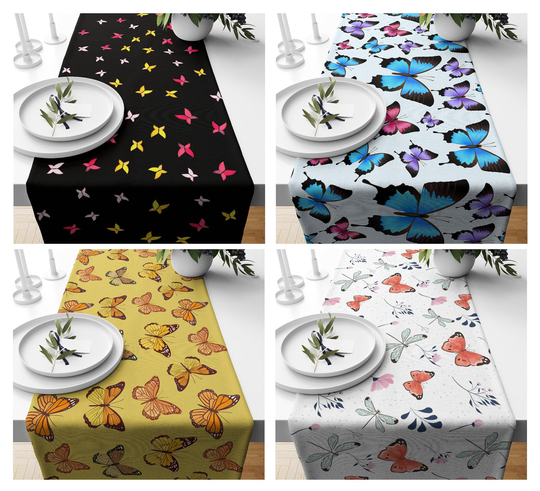 Butterfly Table Runner, Butterfly Tablecloth, Colorful Kitchen Cover, Summer Trend Runner, Animal Cloth, Table Centerpiece