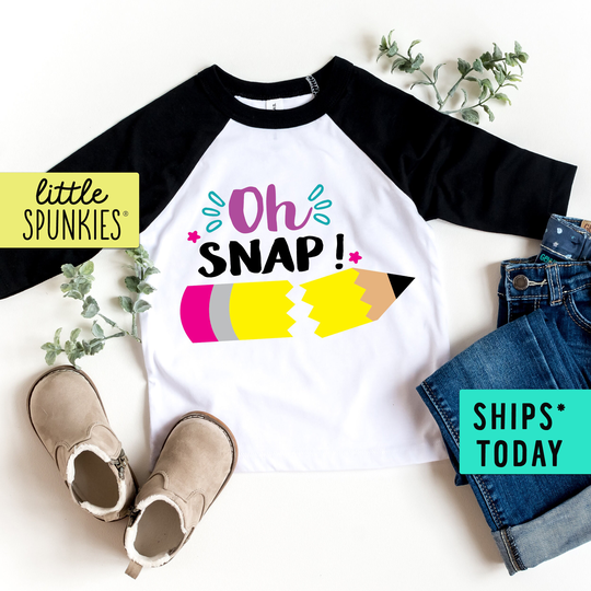 Oh Snap School Pencil Raglan, Funny Back To Shirt, Broken Baseball Tee