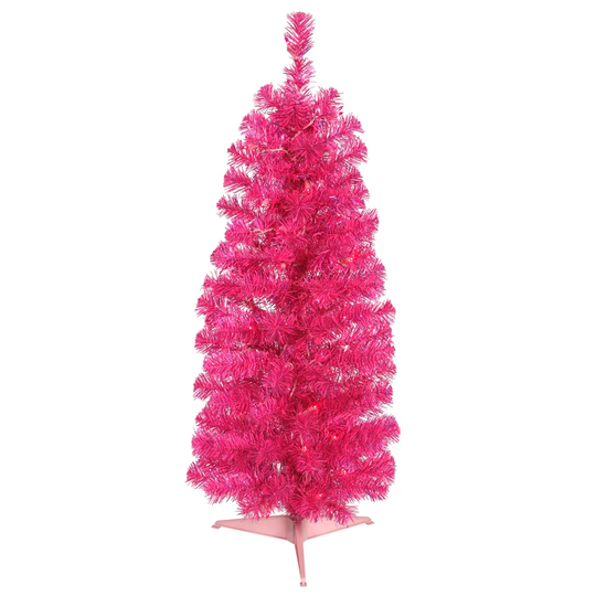 Vickerman Hot Pink PVC 3-foot Pencil Artificial Christmas Tree with 50 Pink LED Lights