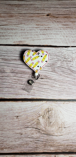 Pencil Badge Reel, Teacher Holder, School Nurse Name Badge, Retractable Id Heart Topper, Reel