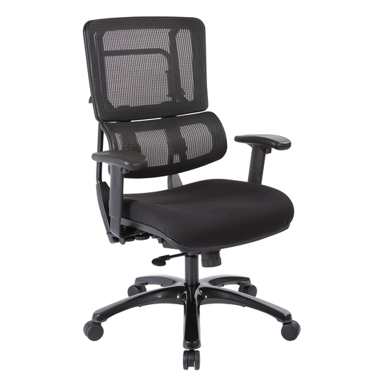 Vertical Black Mesh Back Office Chair with Shiny Black Base in Black Free Flex Fabric
