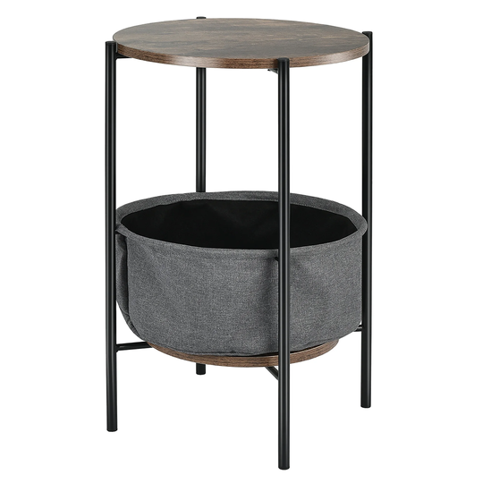 Costway Industrial Round End Side Table Sofa Coffee Table w/ Storage - As Picture Show - See Details