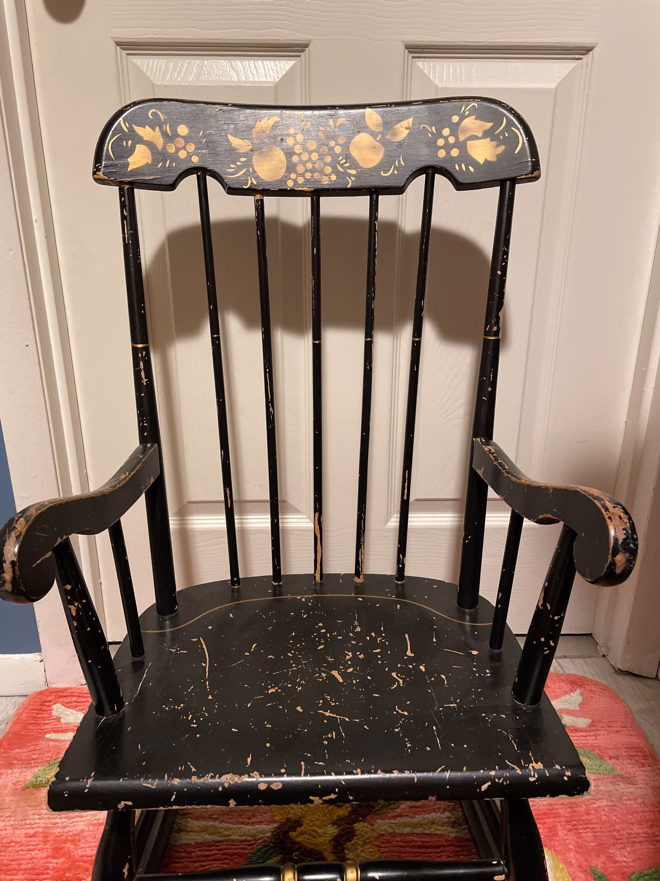 Child's Hitchcock Rocker Rocking Chair Primitive Country Cottage Farmhouse Decor #bv
