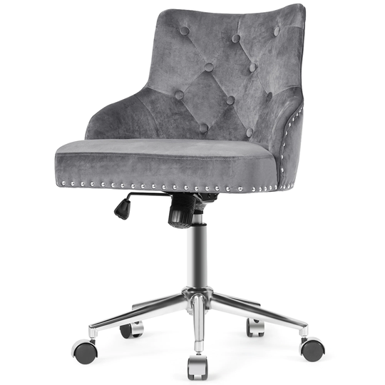 Gymax Velvet Office Chair Tufted Upholstered Swivel Computer Desk - See Details