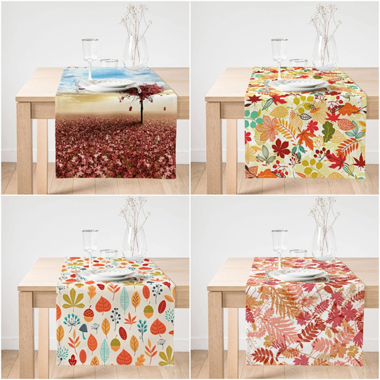 Fall Trend Table Runner|High Quality Leaves Runner|Pale Color Home Decor|Farmhouse Decor|Autumn Tree Decor|Fall Theme Tablecloth