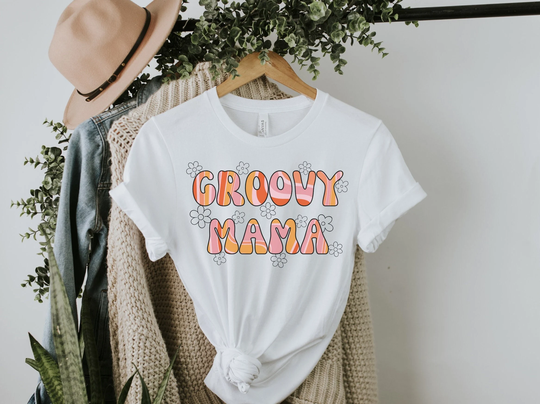 Groovy Mama Tshirt Colorful Mom Shirt Hippie Tee Flower 70S Party Outfit One Hippy