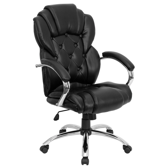 47" Black High Back Transitional Executive Swivel Office Chair Arms