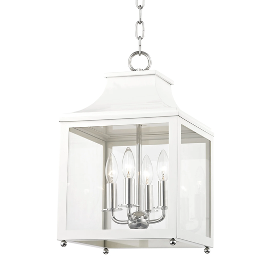 Mitzi by Hudson Valley Leigh 4-light Polished Nickel Small Pendant with White Accents, Clear Glass
