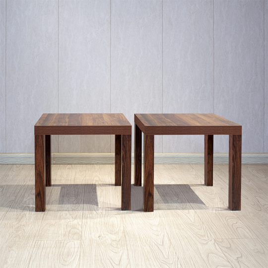 Walnut Square Simple End Table Side Table (Set of 2 )