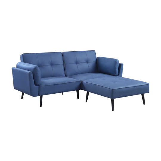 ACME Nafisa Upholstered Adjustable Sofa with Ottoman in Blue
