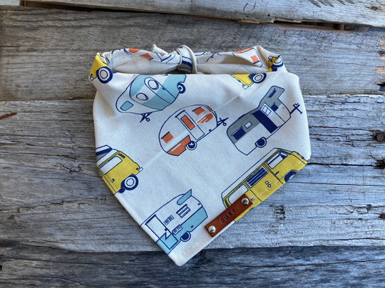 Dog Bandana Over The Collar, Camping, Bandana, Traditional Tie, Personalized Leather Name Tag, Scarf, Pet Accessories