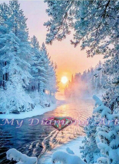 5D Diy My Diamond Art | Winter Lake Wonderland Painting Kit | New
