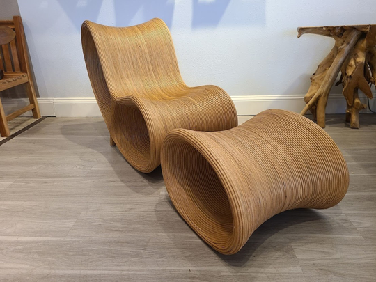 Natural Rattan Infinity Chair With Ottoman