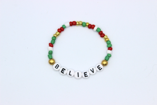 Believe Christmas Bead Bracelet