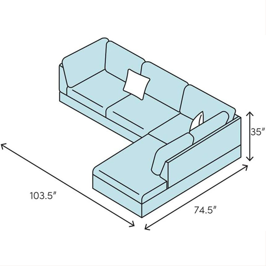 Aarons 104"Wide 3-Pieces Sectional Sofa Set,Black(09511)