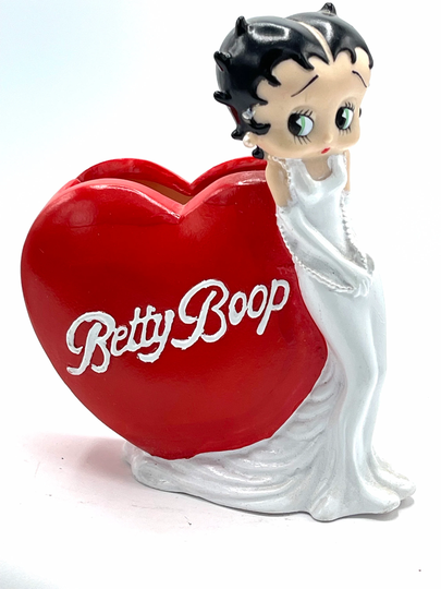 Vintage Pencil Holder With Betty Boop, Heart & White Dress, Pvc