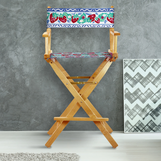 30" Director's Chair Natural Frame-Strawberry Park - 23"W x 19"D x 45.5"H