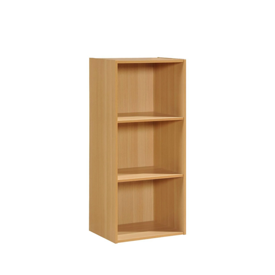 35.5" Beige Contemporary 3 Shelves Rectangular Multipurpose Bookcase