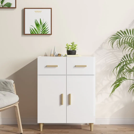 Sideboard High Gloss White 27.4"x13.4"x35.4" Engineered Wood