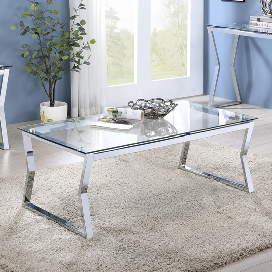Furniture of America Kiloran Contemporary Glass Top 47-inch Coffee Table