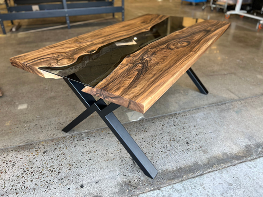 Made To Order | Custom Live Edge Table Walnut Modern Glass Sale Epoxy Resin Wood Rustic Furniture Decor