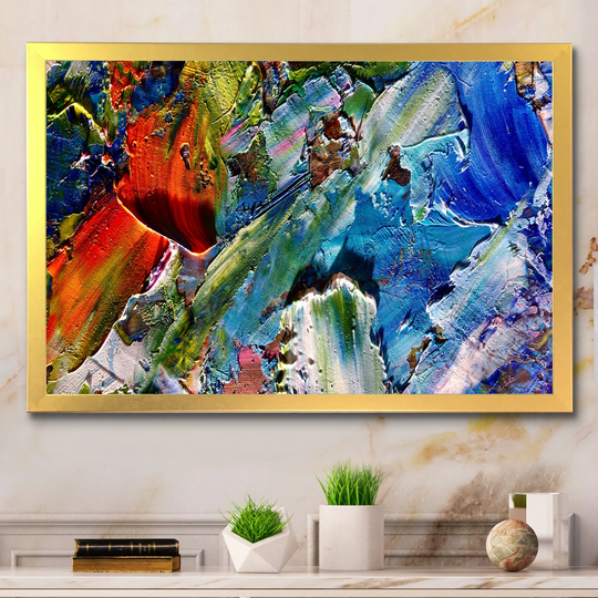 Designart 'Colorful Abstract Painting Strokes XV' Modern Framed Art Print