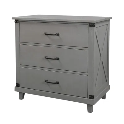 27.95" Modern Bedroom Nightstand With 3 Drawer Storage, Nightstand - Gray