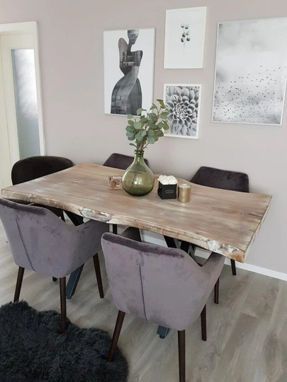 Wooden Luxury Table/Solid Wood Dining Table - Handmade Custom Modern Farm Kitchen With Metal Legs