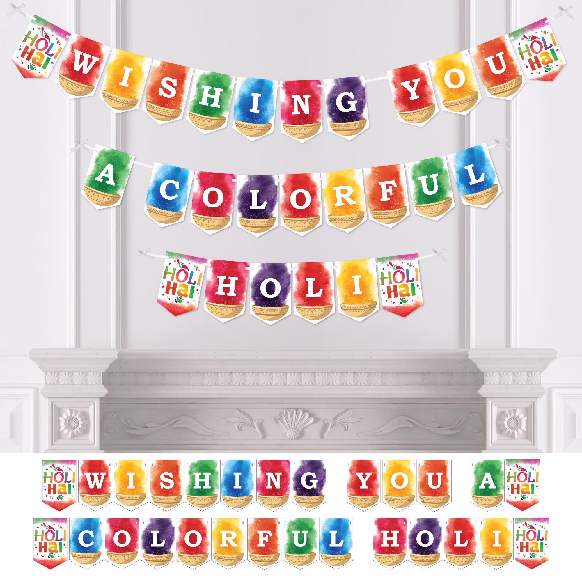 Holi Hai - Festival Of Colors Party Bunting Banner Decorations Wishing You A Colorful