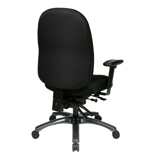 Multi-Function High-Back Office Chair with Seat Slider and Titanium Finish Base.