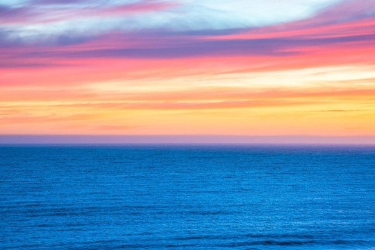 Ocean Sunset Print, Colorful Wall Art, Beautiful Photo Of Blue Ocean, Calming & Soothing Decor