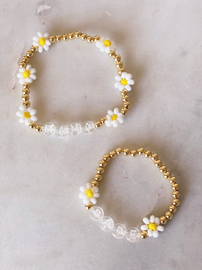 Mama Mini Bracelet Set, Babe Matching Bracelet, Daisy Mother & Daughter For Mother's Day