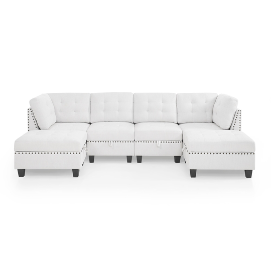 Convertible Sectional Sofa Couch with Reversible Chaise, U Shaped Couch Sofa with Removable Ottomans, Modular Sectional Sofa