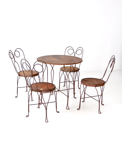 Ice Cream Parlor Table & Chairs, Art Nouveau Set
