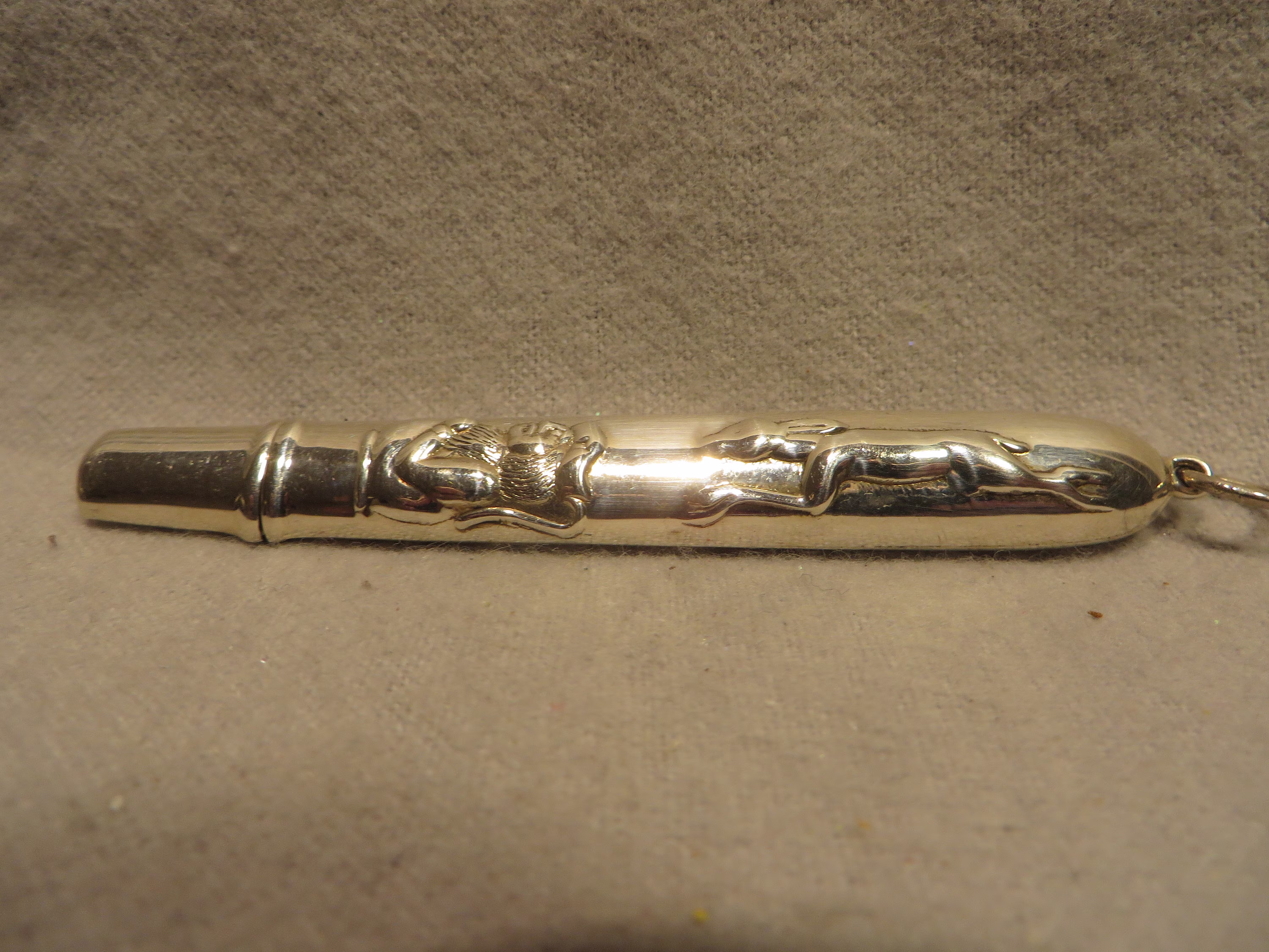 Vintage Sterling Silver Chatelaine Figural Relief Pencil/Needle Holder