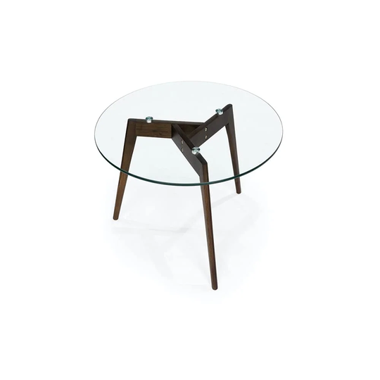 Round Tempered Glass End Table, Round Mid Century Coffee Table, Minimalist Small Coffee Table for Small Spaces