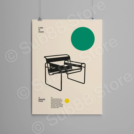 Poster Wassily Chair, Marcel Breuer, Minimal Furniture Bauhaus Design - Architecture/Designer Gift