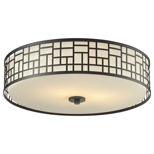 Avery Home Lighting Elea 3-light 20.5-inch Bronze Ceiling Flush Mount with Matte Opal Glass