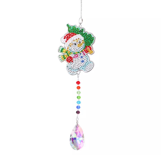 Us Seller. Christmas Santa Sun Catcher, Car Decor, Diamond Painting, Charms, All Supplies & Tools Included in Kit. Fast S&h
