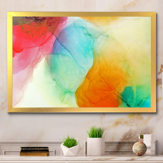 Designart 'Fight Of Color Of Liquid Ink II' Modern Framed Wall Decor