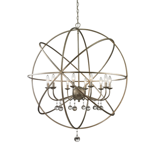 Avery Home Lighting Acadia 10-light Antique Silver/ Clear Crystal Pendant
