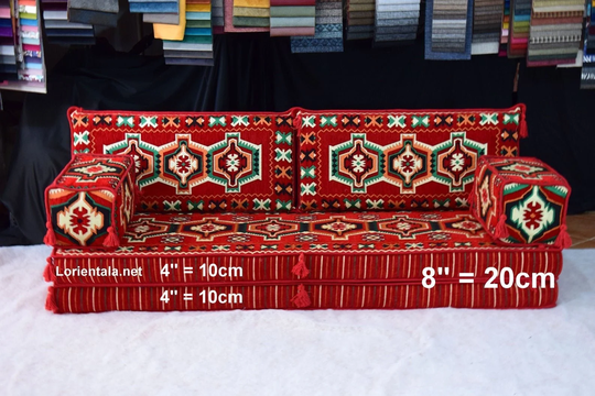 Red 8'' Thickness Double Floor Cushions Sofa Turkish Home Decor Oriental Seating Bed Moroccan Palette Set Bench Pads Couch Covers Sectional