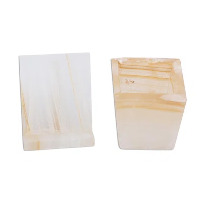 Briggett 2 Piece Handmade Cream And Honey Desk Set