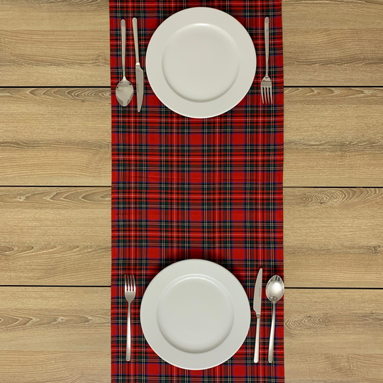 Red Plaid Christmas Table Runner, Tartan Brodie Cabin Runner